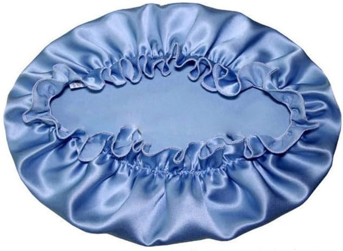 Slaapmuts van zijde, gemaakt van 19 momme zijde, ademend en zacht, met een rand en elastische opening, geschikt voor alle haartypes, blauw (one size fits all).