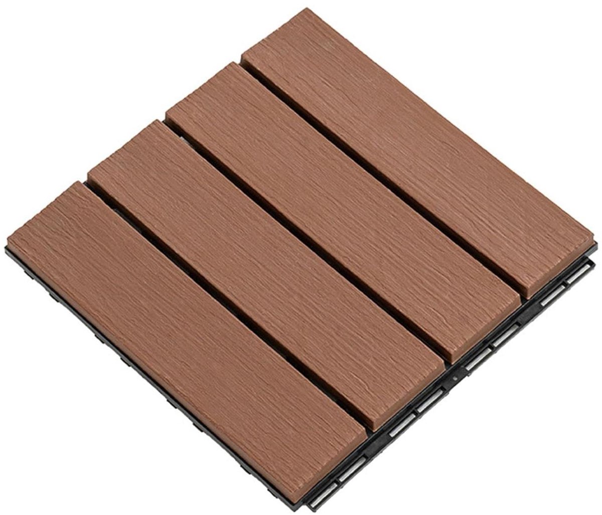 Terrastegels Hout - Vlondertegels Composiet - Buitenruimte Opknappen - In elkaar grijpend kliksysteem - 9 Stuks - Koffie