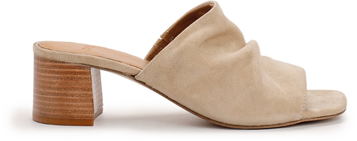 5PM ALINE Slippers met hak - Suède - Beige