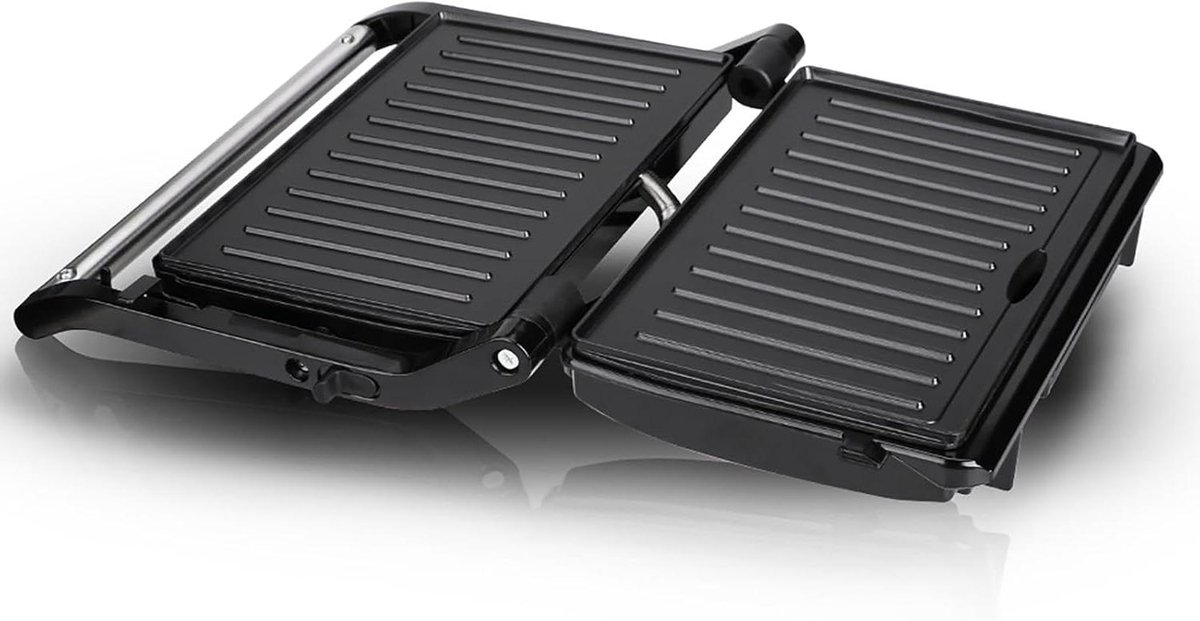 Panini Grill - Tosti-ijzer Contactgrill - Broodjes Grillen - Dubbele Grillplaten - 25x17x27cm - RVS