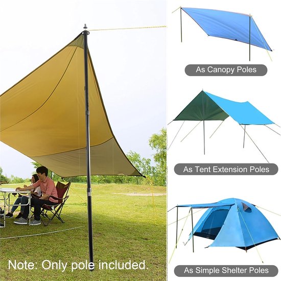 Telescoop Tentpalen - Verstelbare Palen - Schaduw Creëren - Aluminium Legering - 250 cm - Zilver — afbeelding 2