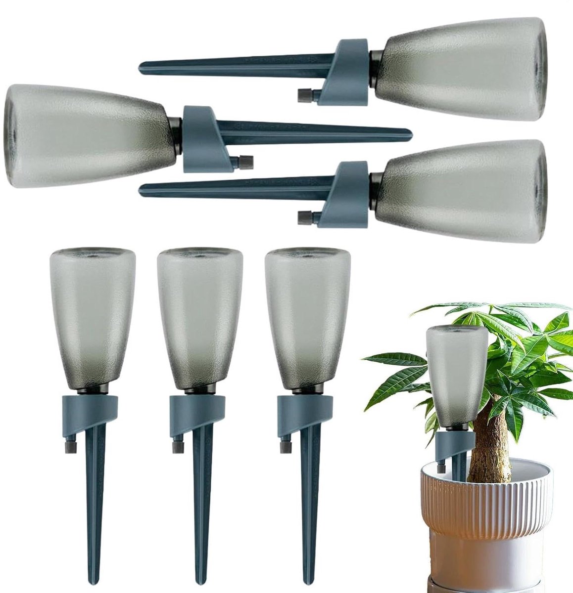 Automatische planten watergevers - Zelfwatergevers - Planten water geven - Verstelbare regelklep - Set van 6 - Groen
