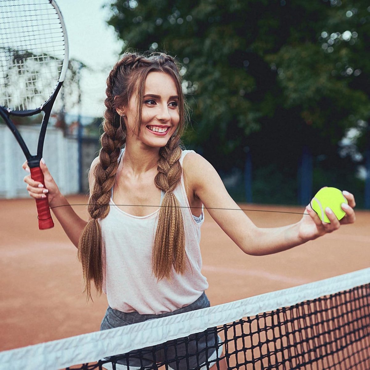 Tennisbal met Touw - Trainingsbal Solo - Slagactie Oefenen - Duurzaam Elastisch Touw - 4 Meter Touw - Geel