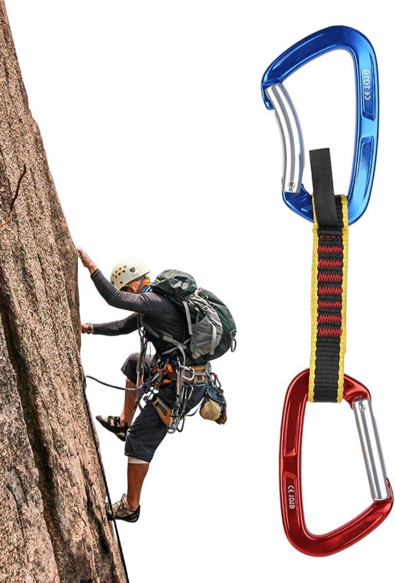 Snelle Trekker Karabiners - Klim Quickdraws - Buiten Avontuur - Axiale Belastingscapaciteit 25KN - 140 gram - Aluminium