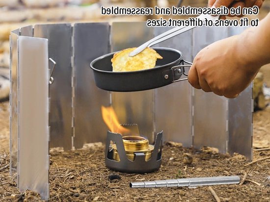 Set van 16 Aluminium Windbeschermers voor Gasfornuizen, Lichtgewicht Vouwscherm voor Kampeerkoken, Bescherming tegen Wind, Outdoor Keuken Accessoires — afbeelding 3
