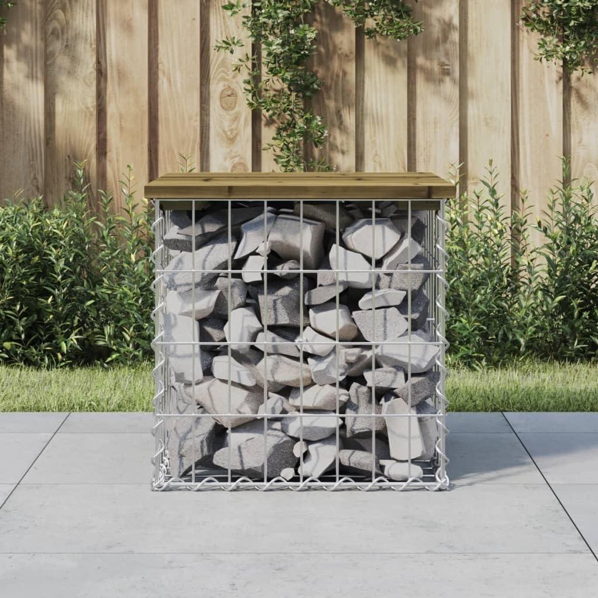 Schanskorfbank Tuin - Zitbank Steenkorf - Buiten Zitten - Massief Grenenhout - 43 x 44 x 42 cm - Natuurlijk
