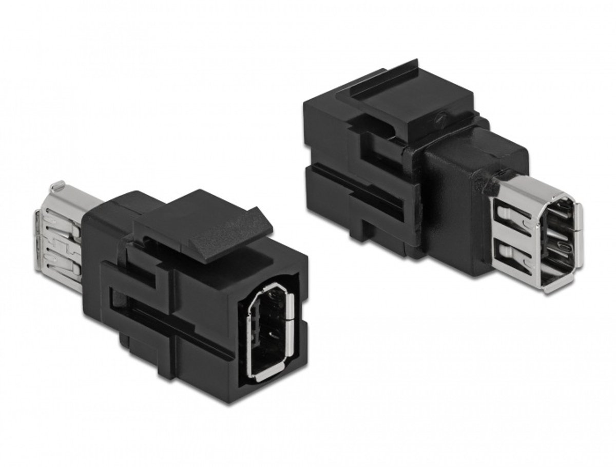 Keystone Module firewire 6 pin vrouwelijk om 6 pin vrouwelijk zwart te firewire
