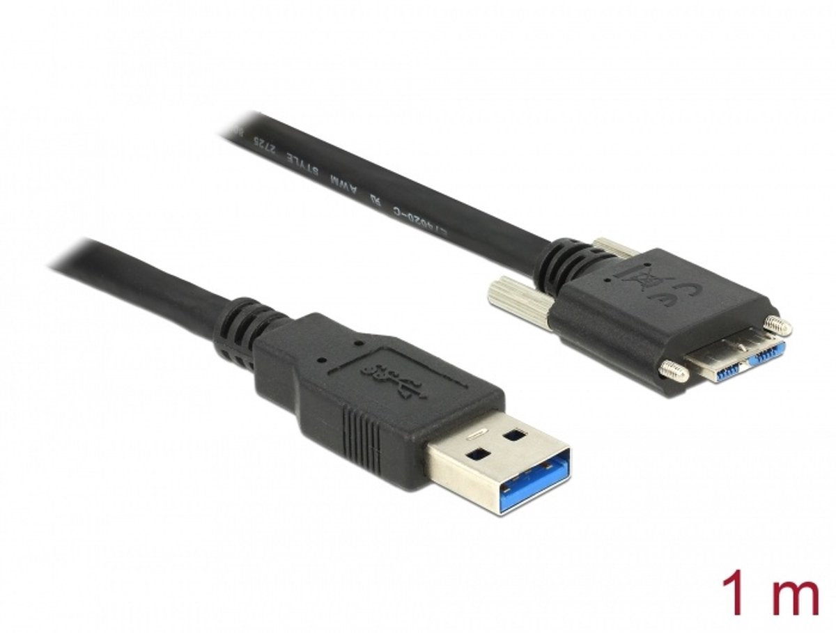DeLOCK 1m USB 3.0 USB-kabel USB 3.2 Gen 1 (3.1 Gen 1) USB A Micro-USB B Zwart