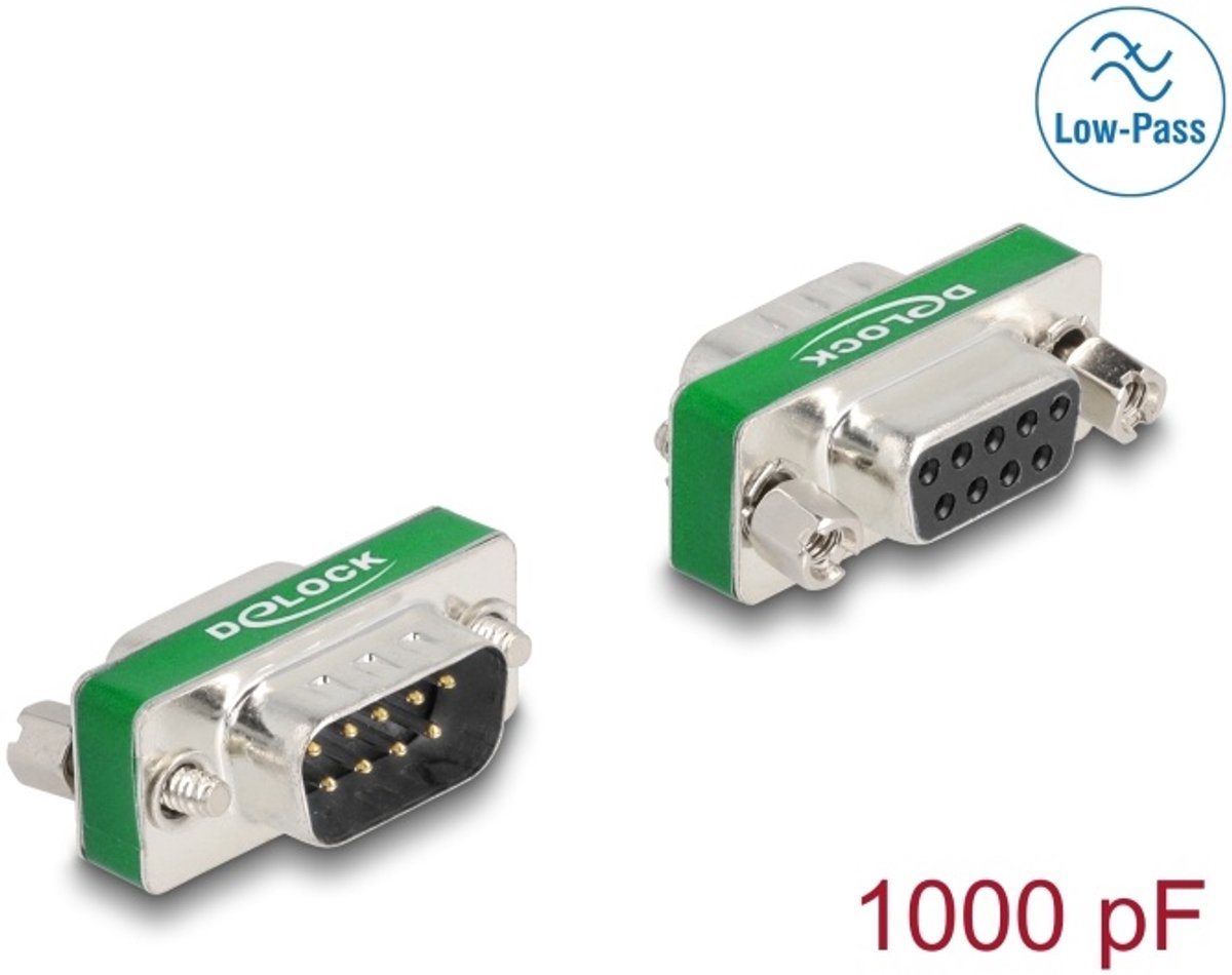 Delock RF/EMI Interference Suppression Filter D-Sub 9 pin male to female with low-pass filter capacitive