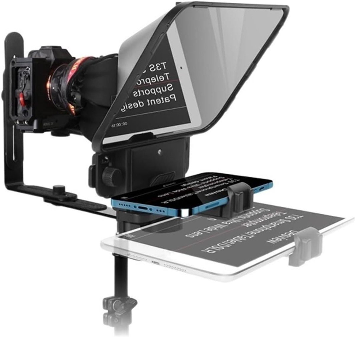Teleprompter - Opname Hulp - Video Opnames - Universeel Verstelbaar - Tot 11 inch - Zwart