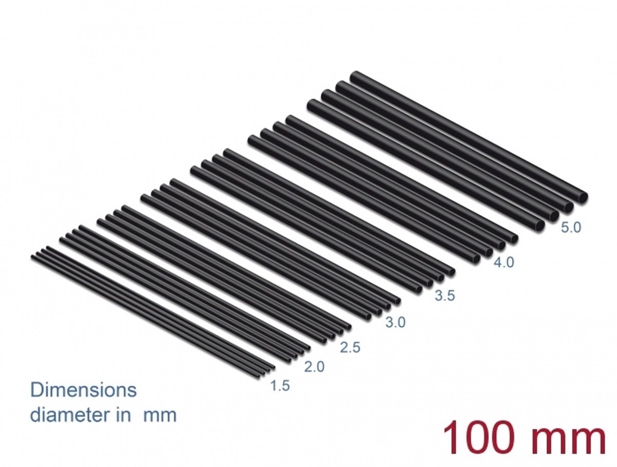 Warmte krimpbuis Zet 100 mm 28 stuks zwart