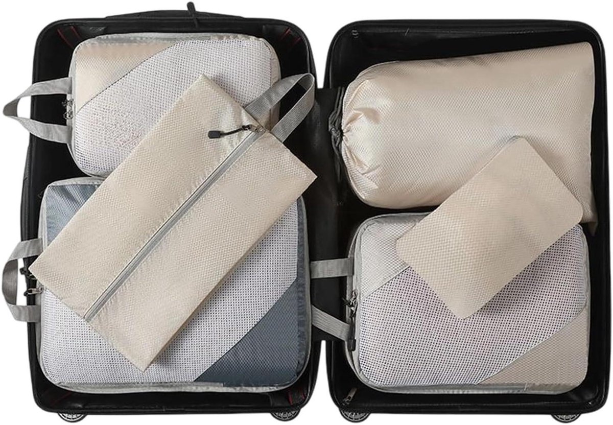 Compressiezakken Reizen - Koffer Organizer - Ruimte Besparen - Stof- en Vochtbestendig - 6 Stuks - Zwart