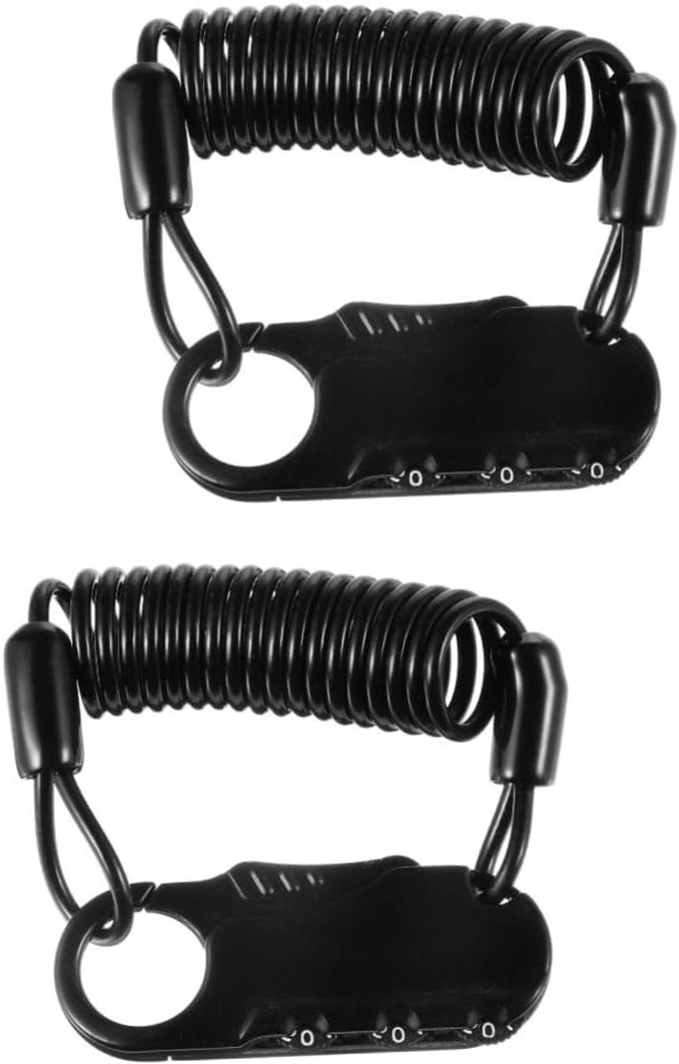 Helmslot Set - Kabel slot - Motorfiets Beveiligen - 3-Cijferig Slot - 2 Stuks - Zwart