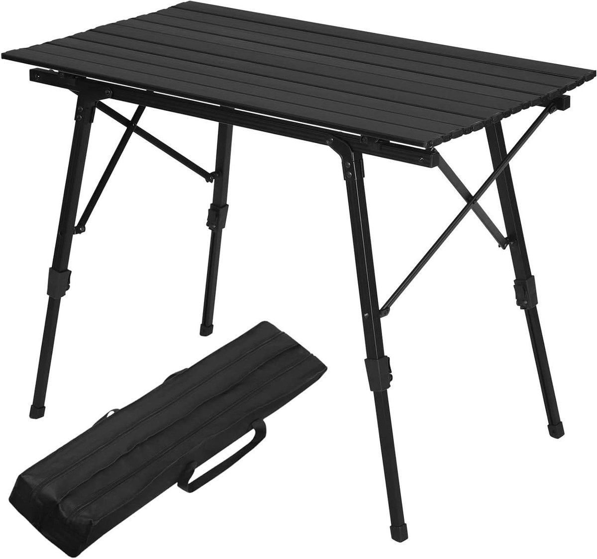 Opvouwbare Campingtafel - Draagbare Tafel - Buitenactiviteiten Genieten - Lichtgewicht Aluminium - 120 x 68.5 cm - Zwart