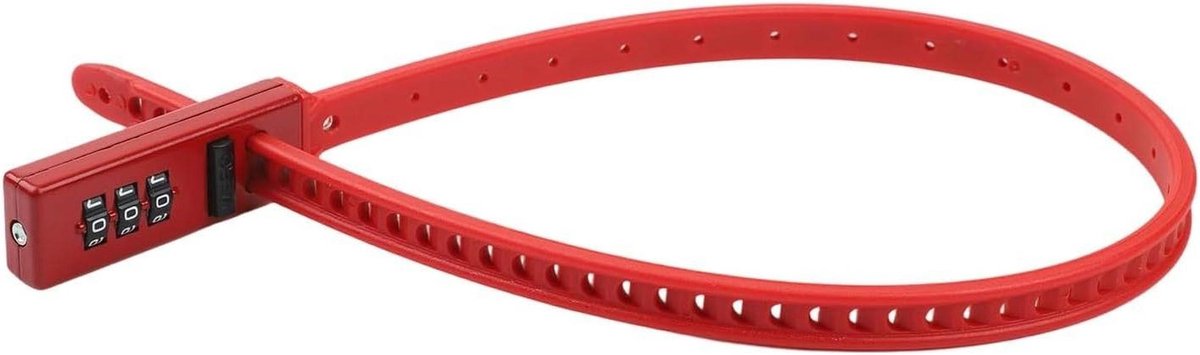 Combinatiekabelslot - Verstelbare riem - Fietsbeveiliging - Driecijferige code - 24 cm lengte - Rood