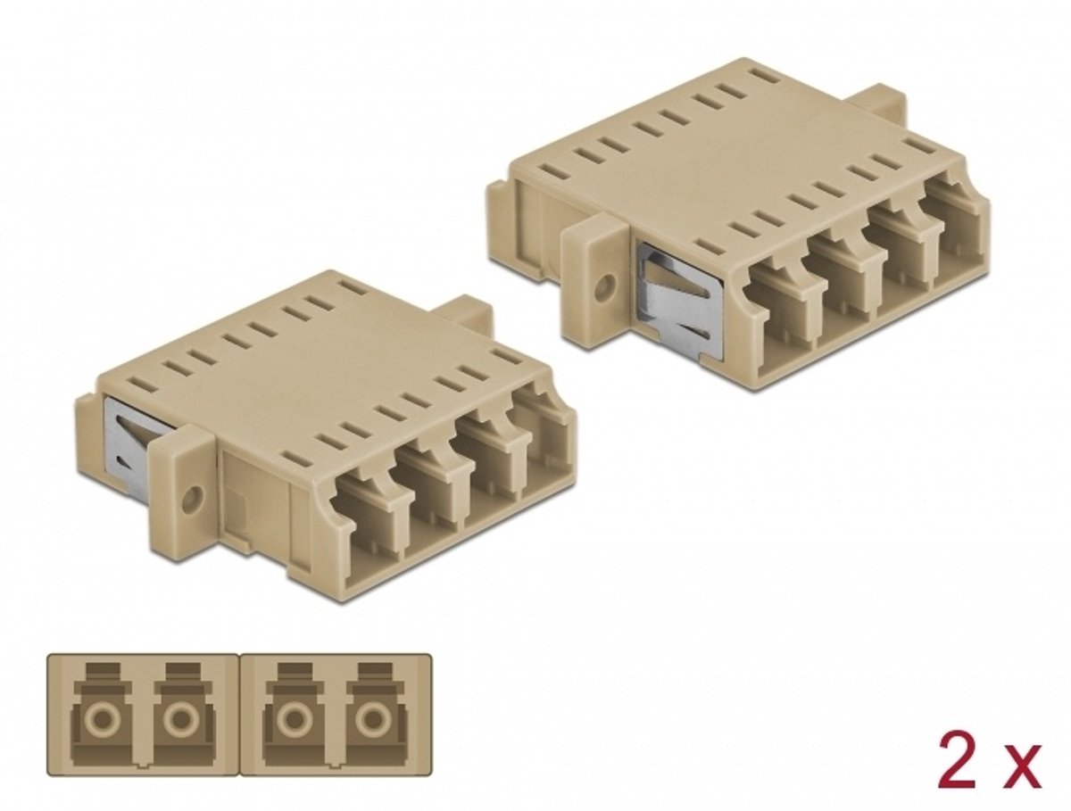 Optische vezelkoppeling LC Quad Vrouw aan LC Quad Vrouw Multi-Mode 2-stuks Beige