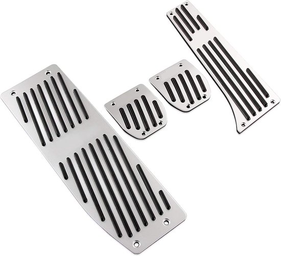 Voetsteun Pedaal Set - Auto Pedaal Covers - Verbeter Rijervaring - Anti-slip Oppervlak - 4 Stuks - Zilver Zwart — afbeelding 4