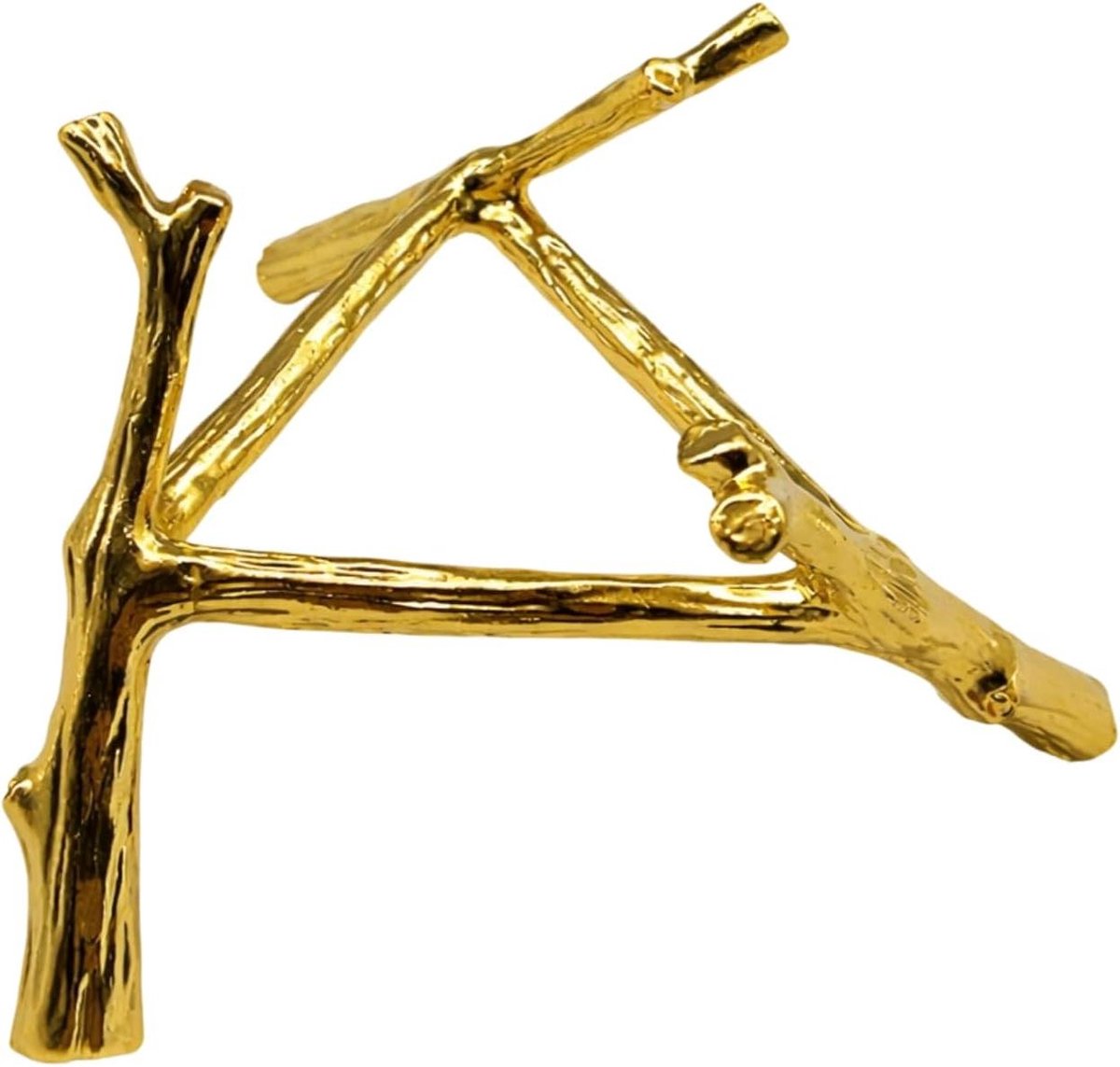 Metalen Bol Standaard - Decoratie Rek - Display Objecten - Boomtak Design - 12 x 12 x 6 cm - Goud