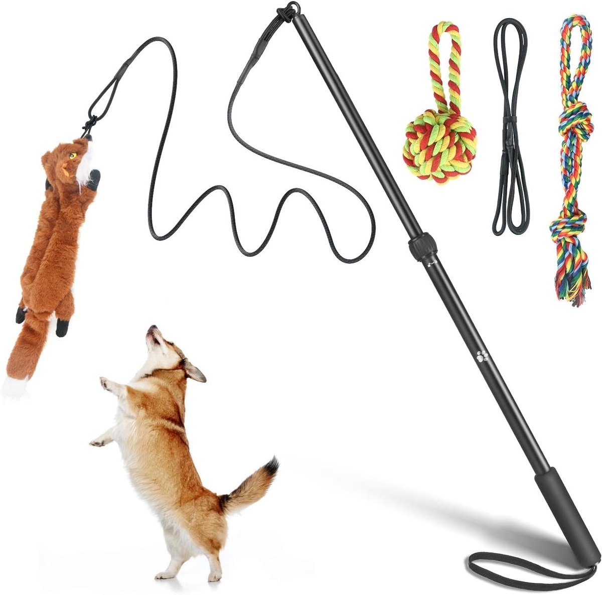 Honden Flirtstok - Interactief Speelgoed - Behendigheid Training - Duurzame Constructie - 89 cm - Rood