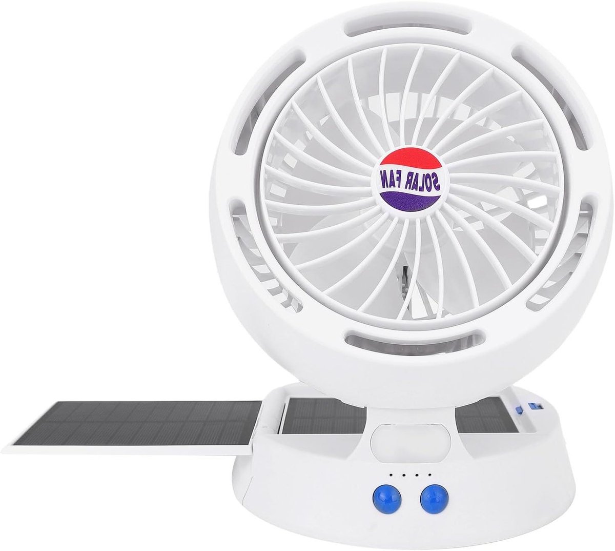 Zonneventilator met LED - Draagbare ventilator - Buitenactiviteiten - Lange batterijduur - 19.99 x 19.99 cm - Zwart