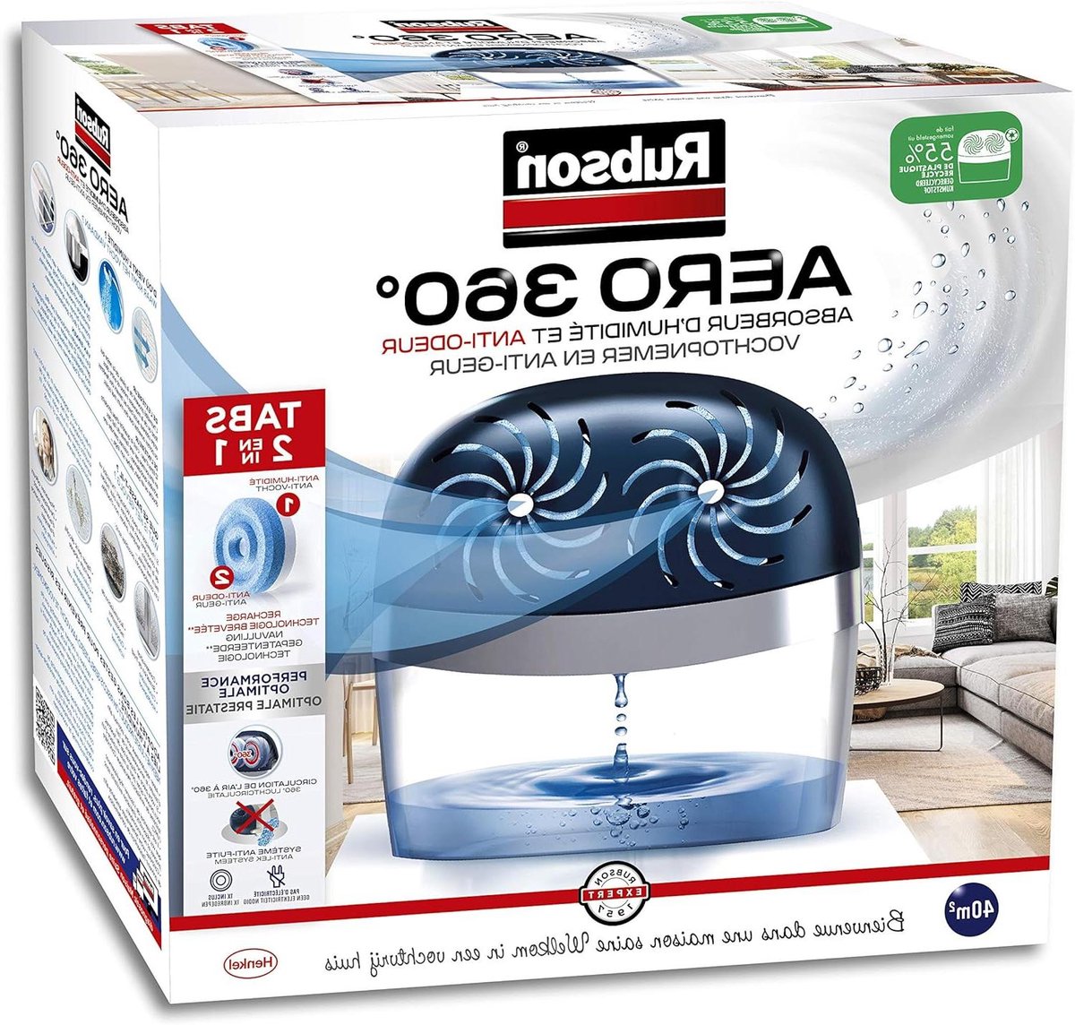 Vochtvanger Systeem - Luchtontvochtiger - Frisse Lucht - 360 Graden Absorptie - 40m² - Meerkleurig