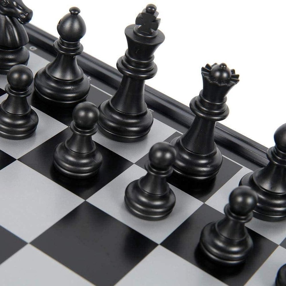 Magnetische Schaakset - 3-in-1 Spel - Reizen en Ontspanning - Opvouwbaar en Draagbaar - 25x25x2 cm - Zwart/Wit