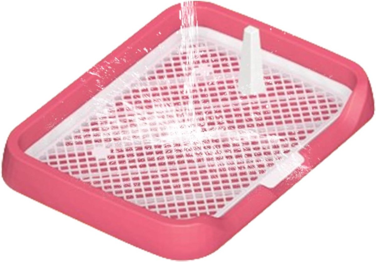 Hondentoilet Binnen - Plasbak Hond - Zindelijkheidstraining Hond - Afneembare Zuil - 47 x 36 x 5.5 cm - Roze