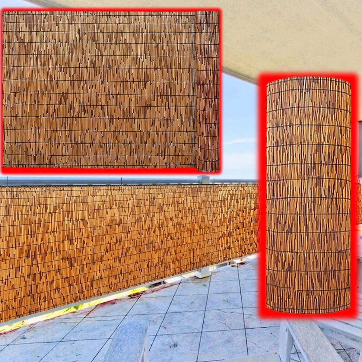 Bamboe Hek - Natuurlijk Scherm - Tuin Decoratie - Unieke Textuur - 175cm x 900cm - Natuurlijk