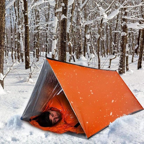 Survivaltent - Noodtent - Buitenbescherming - Warmtebehoud - 1 Persoon - Oranje — afbeelding 4
