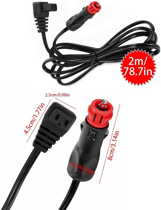 Koelkast Kabel - Voedingskabel Mini - Auto Koelkast - 12 Volt Stekker - 10 Stuks - Zwart — afbeelding 5