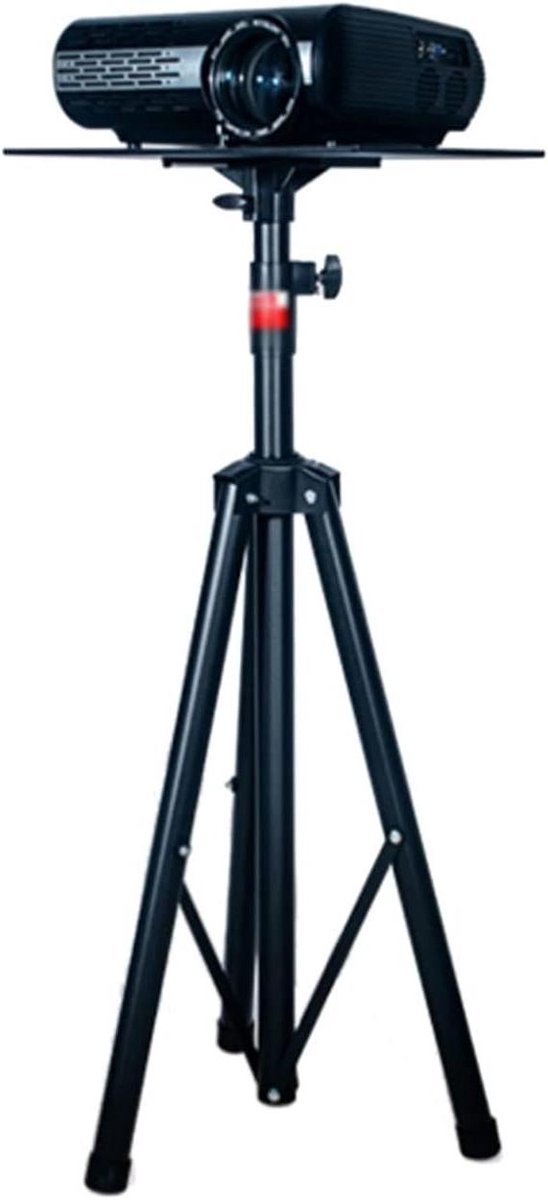 Projector Statief - Vloerstandaard Beugel - Presentaties Films - Inklapbaar Met Lade - 65-115cm Verstelbaar - Wit