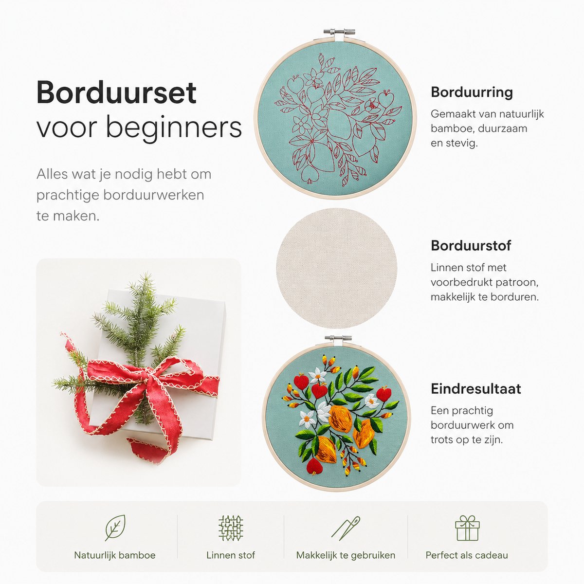BOTC Borduurpakket Bloemen - Borduurset van 4 - Borduurpakketten voor Volwassenen - Hobby en Creatief - Borduren — afbeelding 5