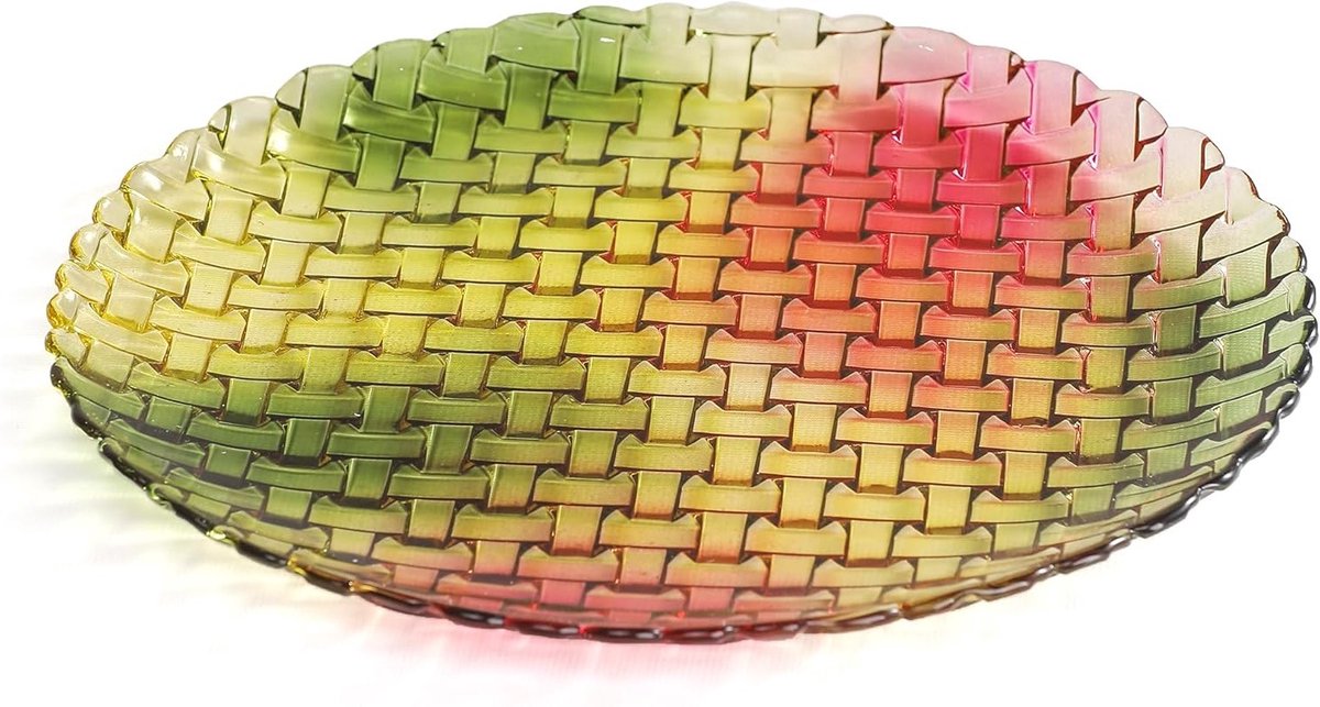 Ronde Woven Crystal Decoratie Schaal 28 cm - Kleurrijk, Handgemaakt, Uniek Design