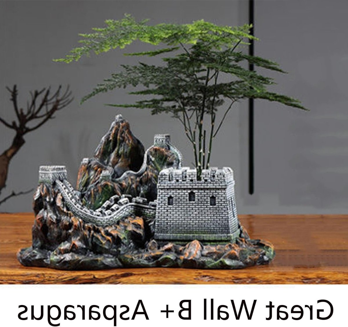 Grote Muur van China Ornament voor Bonsai Landschapsdecoratie, Klassiek Harsdecor voor Thuis en Kantoor, Uniek Architecturaal Accessoire