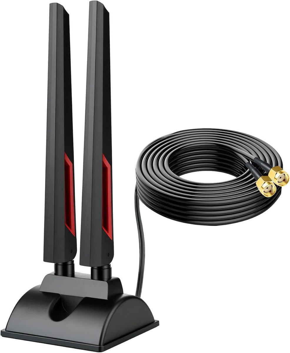 Wifi Antenne - Signaal Booster - Snelle Internetverbinding - Tri-Band Technologie - 2m Kabel - Zwart