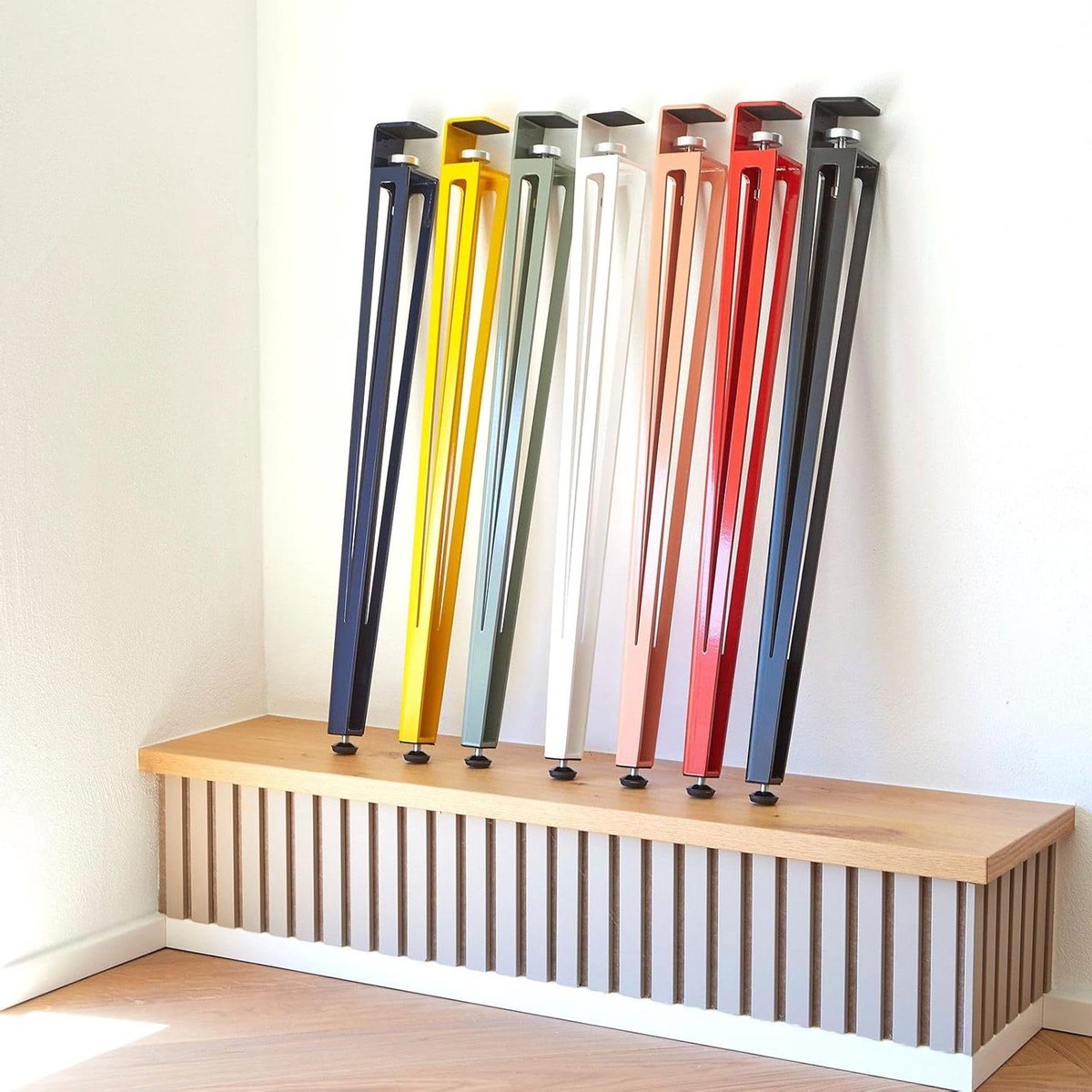 Tafelpoot F-vorm - Meubelonderstel - Tafel Maken - Zonder Boren - 745 mm Hoog - Geel