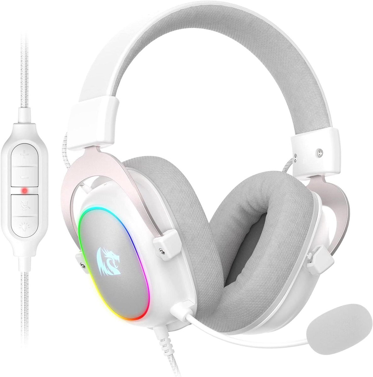 Gaming Headset - PC Hoofdtelefoon - Virtuele Werelden - 7.1 Surround Sound - 53MM Drivers - Wit