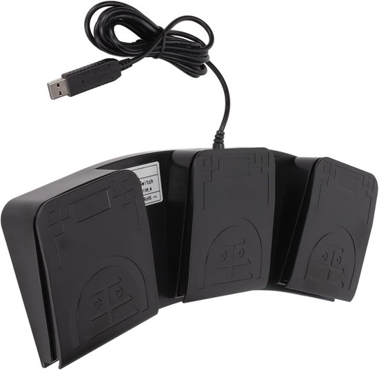 Voetpedaal Controller - Programmeerbaar Toetsenbord - Spelbesturing Aanpassen - Drie Programmeerbare Toetsen - USB Aansluiting - Zwart — afbeelding 3