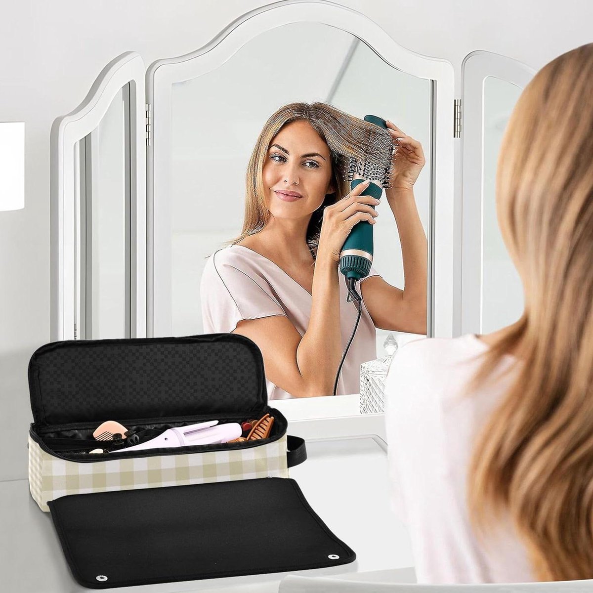 Haartool Reisetui - Styling Opberger - Veilig Vervoeren - Inclusief Hitte Mat - Grote Capaciteit - Meerkleurig