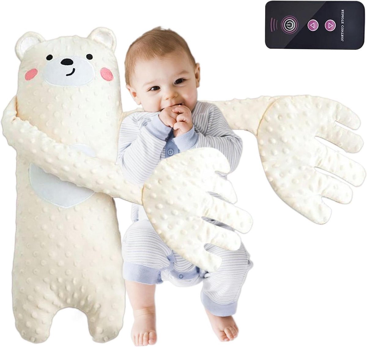Baby Slaapkussen - Comfort Kussen - Rustige Slaap - Vibratie Beweging - 68 x 25 cm - Beer