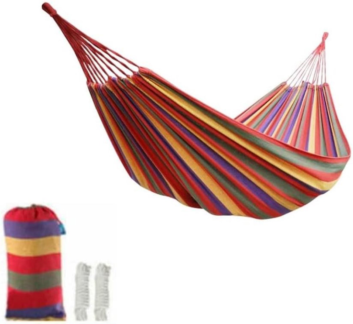 Katoenen Hangmat - Tweepersoons model - Ontspannen Buiten - Inclusief Draagtas - 250x150 cm - Rood