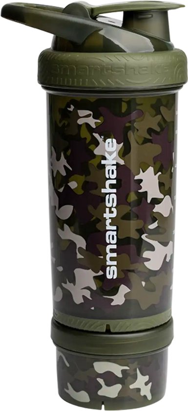 Groene SmartShake beker met camouflagepatroon en opbergbakje.