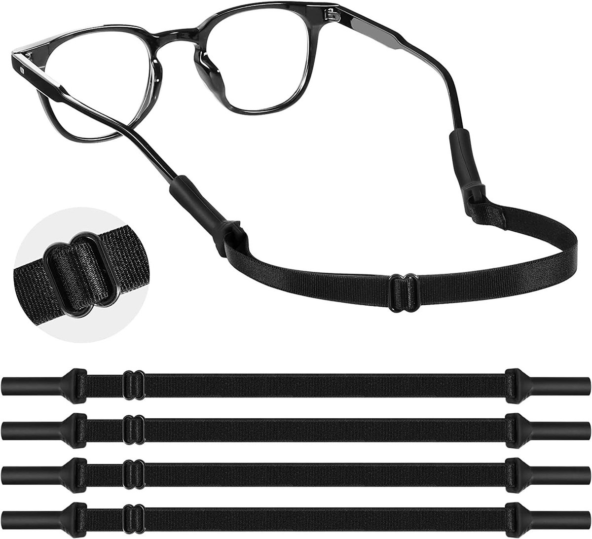 aladdien - Verstelbare brillen bandjes - Flexibele bril string houder - Lichtgewicht - Antislip zonnebril riem - Geschikt voor mannen en vrouwen - Z...