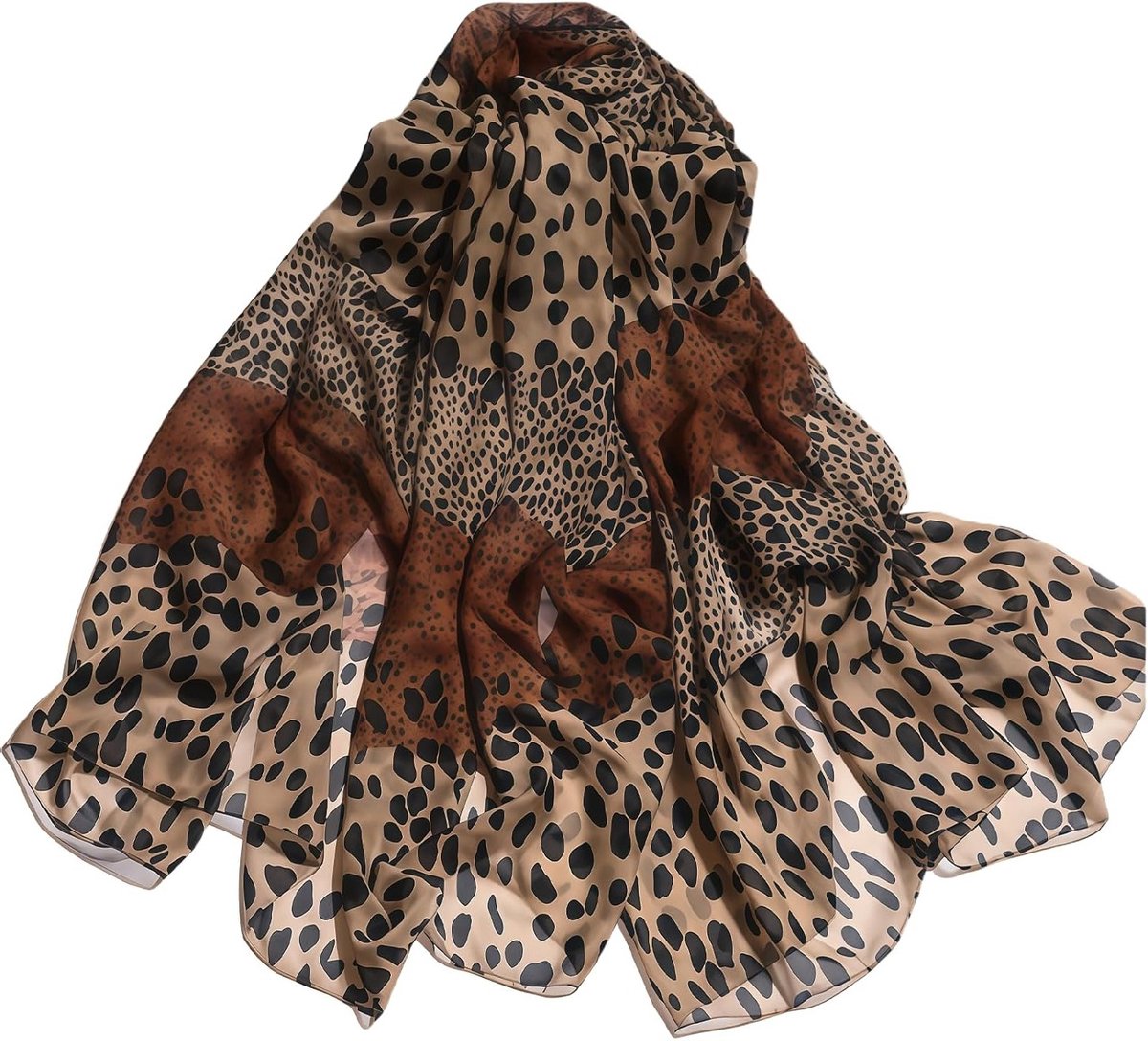 Zachte Chiffon Sjaals voor Dames met Luipaardprint - Ideaal voor Lente, Zomer, Herfst en Winter, Perfecte Accessoire voor Buitenactiviteiten