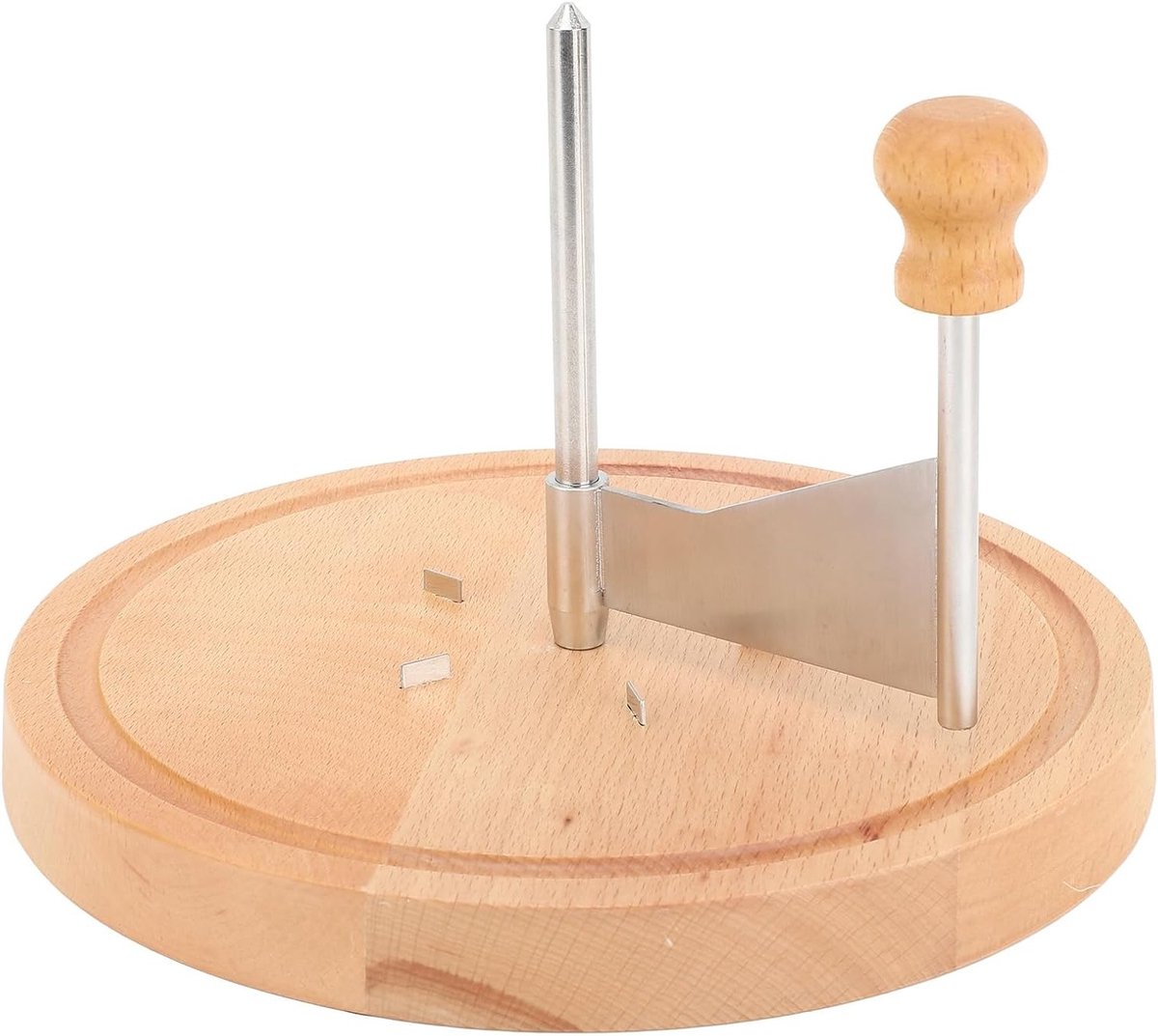 Ergonomische Kaas Snijder met Draaifunctie, Multifunctionele Kaasbloem Cutter van Beukenhout en RVS voor Kaaswielen en Chocolade