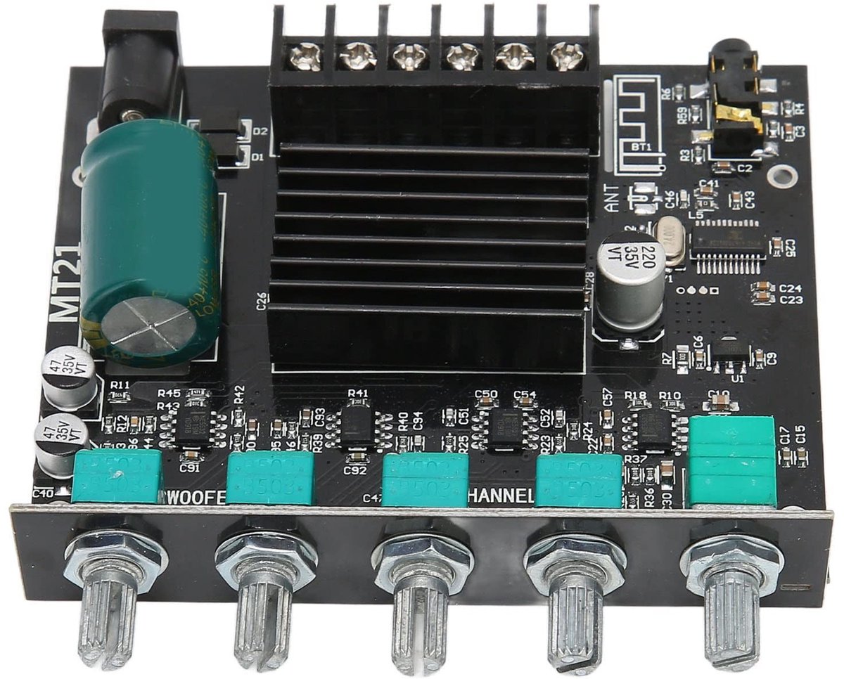 ONF3 - BT Amplifier Board - Digitale Vermogensversterker - Eenvoudig te Installeren - Bluetooth 5.0 - 2.1-kanaal - Voor Luidsprekers 4-8 Ω - Hog...