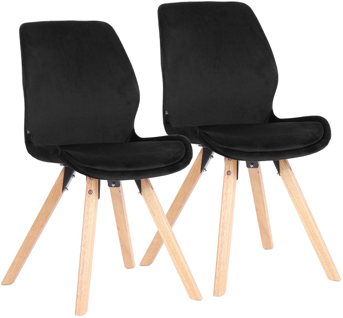 CLP Luna Set van 2 Eetkamerstoel - Modern - Rugleuning - 136 kg - Fluweel/zwart