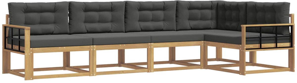 vidaXL Buiten - bank - set - 5 - st - 5-zits - Wit - en - antracietkleurig Wit en antracietkleurig