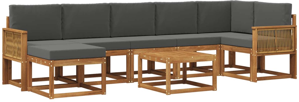 vidaXL Buiten - bank - set - 8 - st - 7-zits - Natuurlijk - en - Antraciet - Polyester Natuurlijk en Antraciet