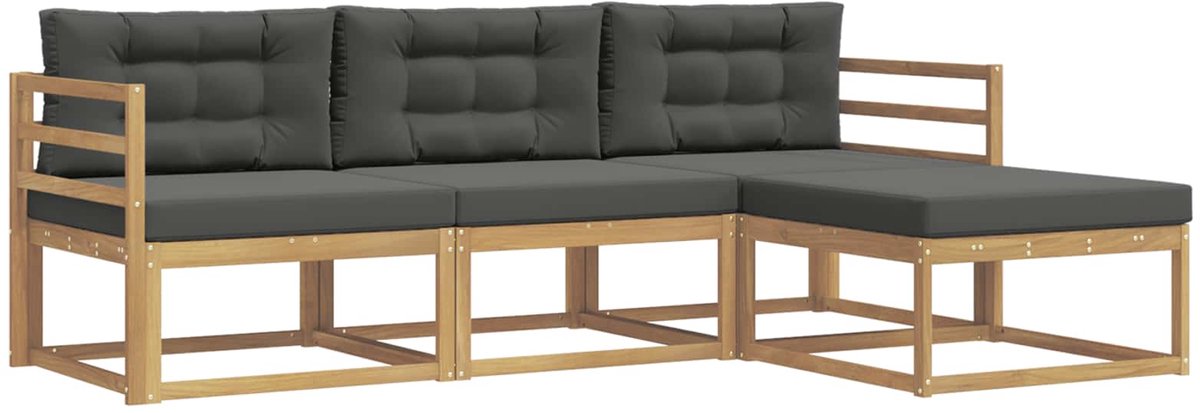 vidaXL Buiten - bank - set - 4 - st - Wit - en - antracietkleurig - Polyester Wit en antracietkleurig
